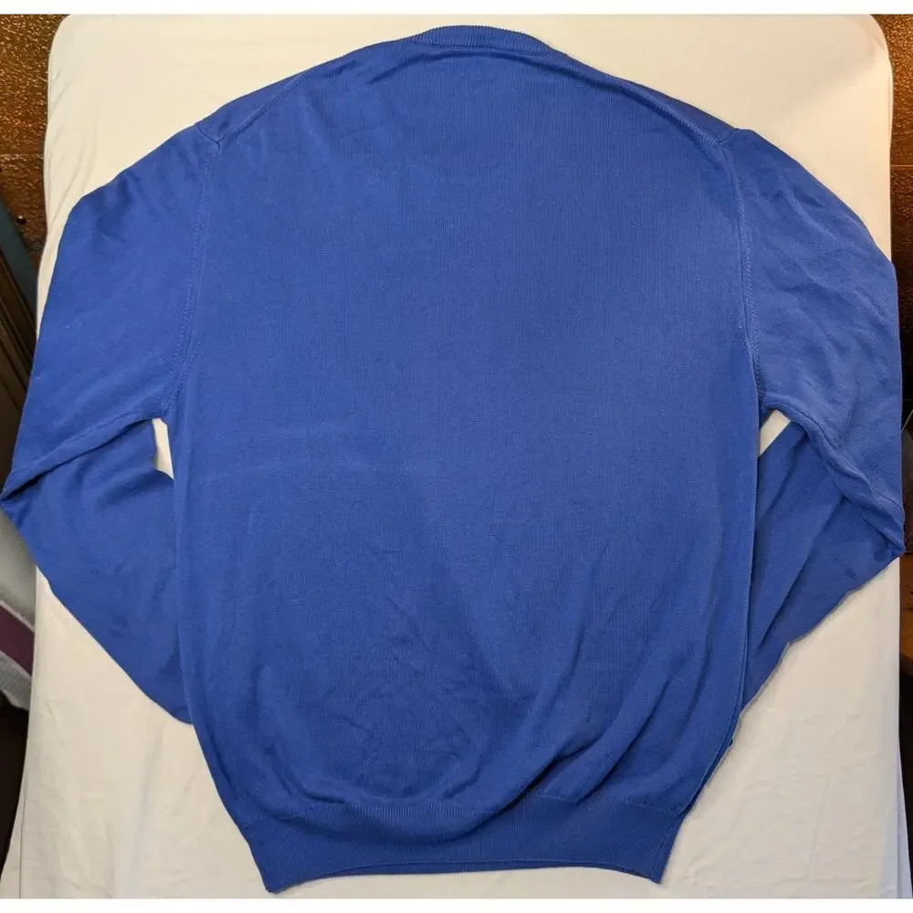 Camicissima Italy 100% Cotton Crewneck Pullover Sweater Sz XL Cobalt Blue Preppy